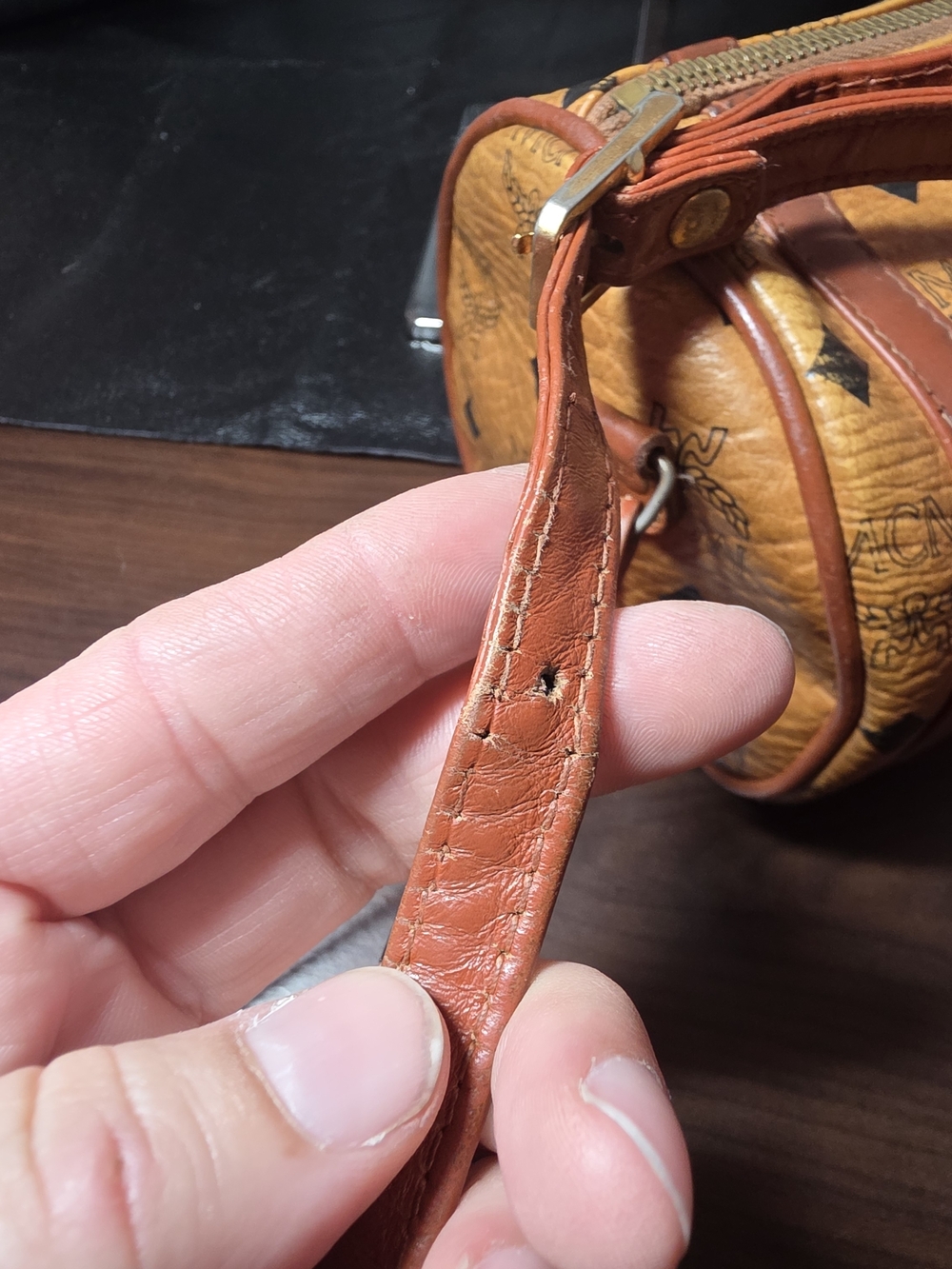 MCM Cognac Visetos Monogram Barrel Crossbody Bag - Picture 7 of 14